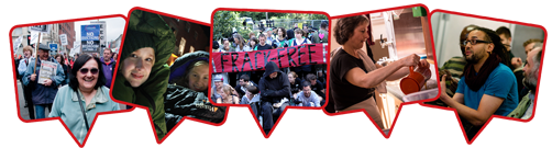Assorted thumbnail photos of Leeds campaigners